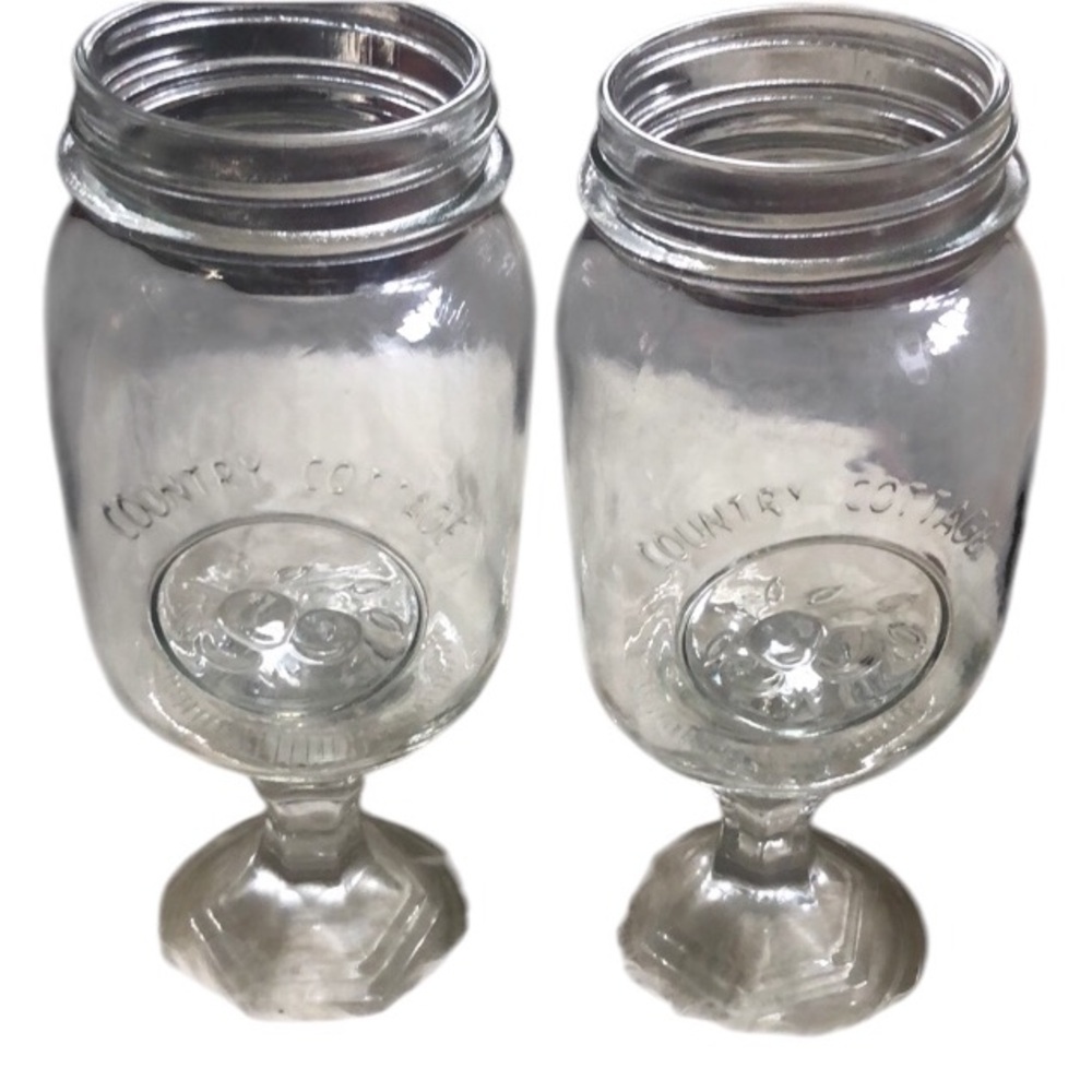 2 Country Cottage Masson Jar Wine Glasses
